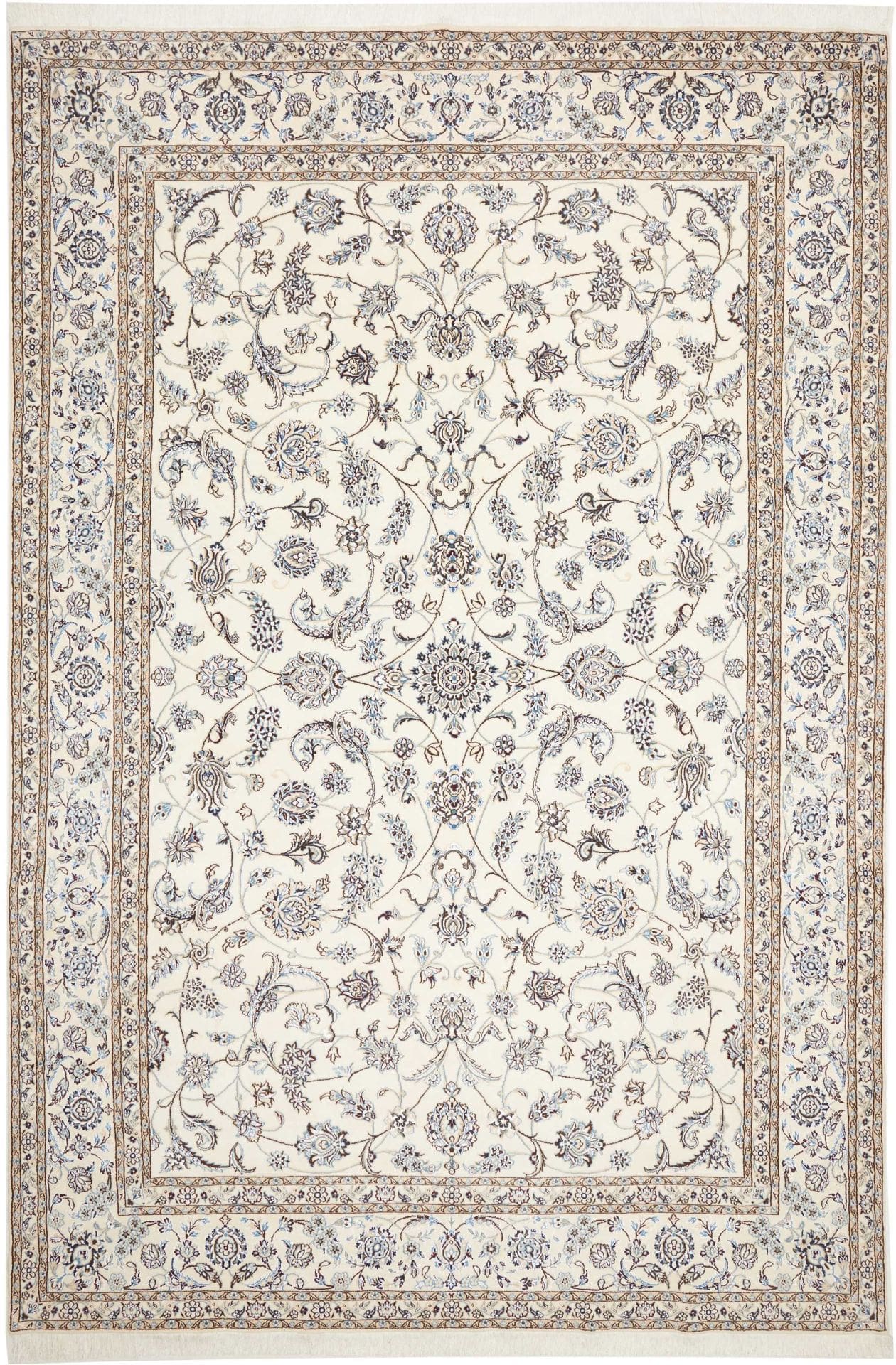 Nain Teppich 246 x 361cm, florales Muster, Schurwolle, handgeknüpft