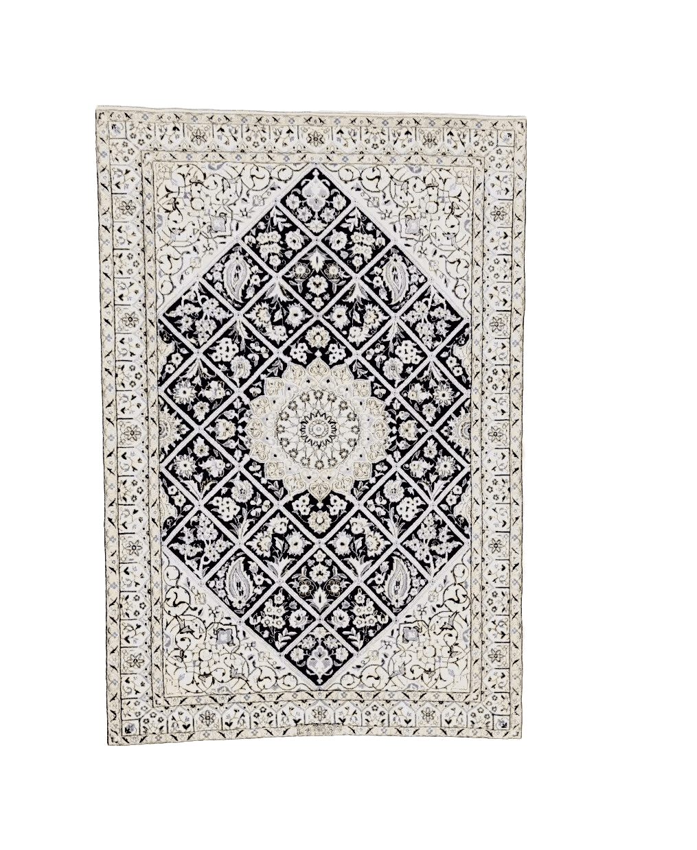 Orientteppich 142x101 cm, super Nain 6 La, handgeknüpft, Perser