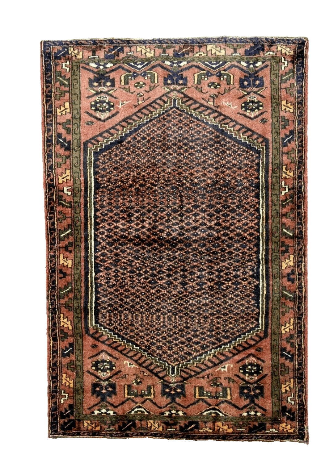 Perser Teppich Hamadan 206 x 135 cm, 200.000 Knoten, handgeknüpft