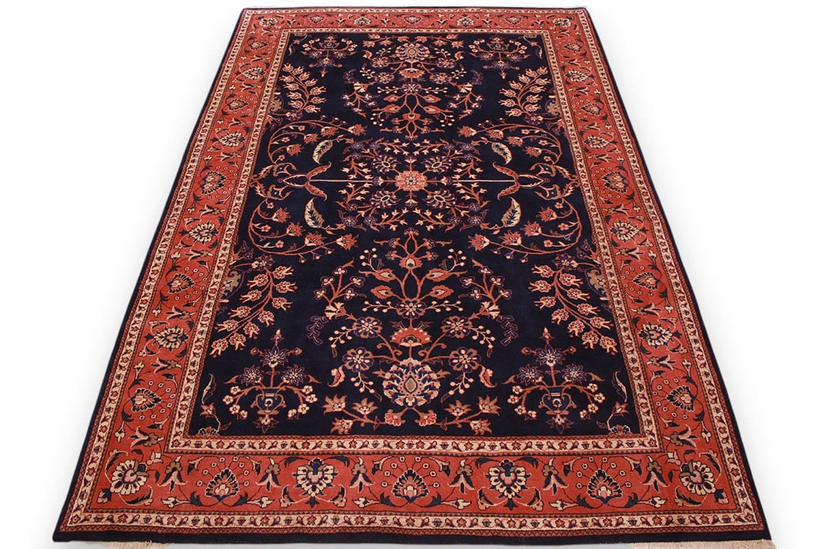 Perser Teppich Sarough 284x187 cm Dunkelblau, handgeknüpft