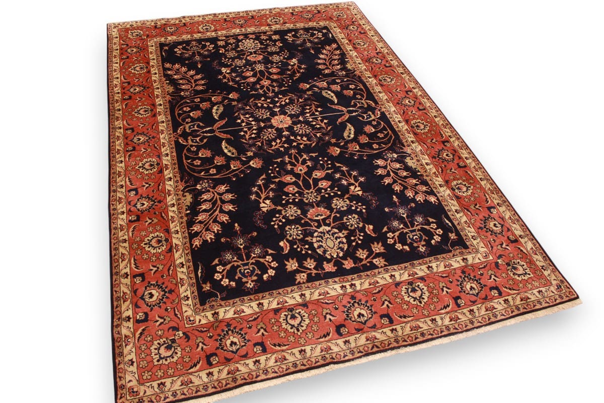 Perser Teppich Sarough 303x202 cm Dunkelblau, handgeknüpft