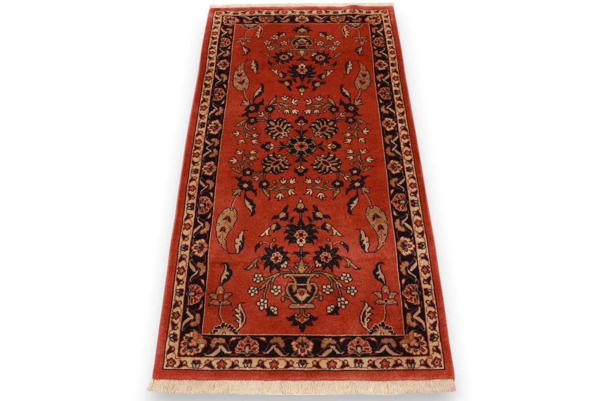 Perserteppich Sarough 147x74 cm, bunte Blumenmotive, handgeknüpft