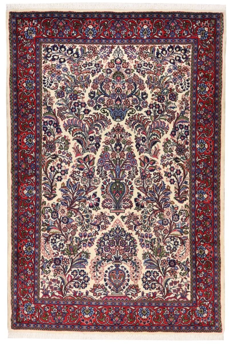 Perserteppich Sarough 154x103 cm mit bunten Blumenmotiven, handgeknüpft