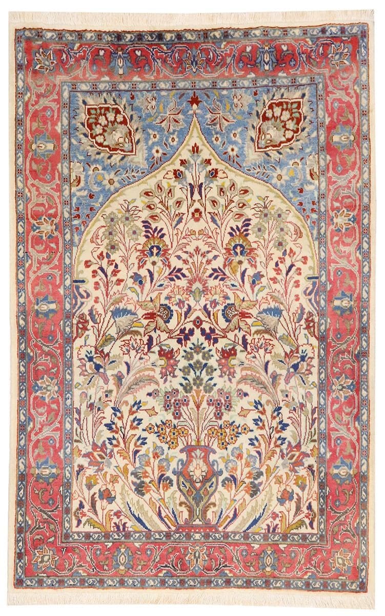 Perserteppich Sarough 157x106 cm Beige, florales Muster, handgeknüpft