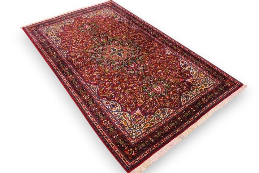 Perserteppich Sarough 202x133 cm Rot, Blumenmuster, handgeknüpft