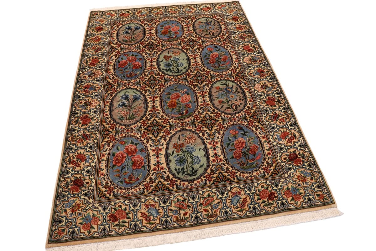 Perserteppich Sarough 220x145 cm – Wollteppich mit Seide, handgeknüpft