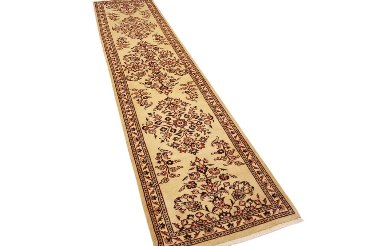 Perserteppich Sarough Läufer 392x88 cm Beige, handgeknüpft