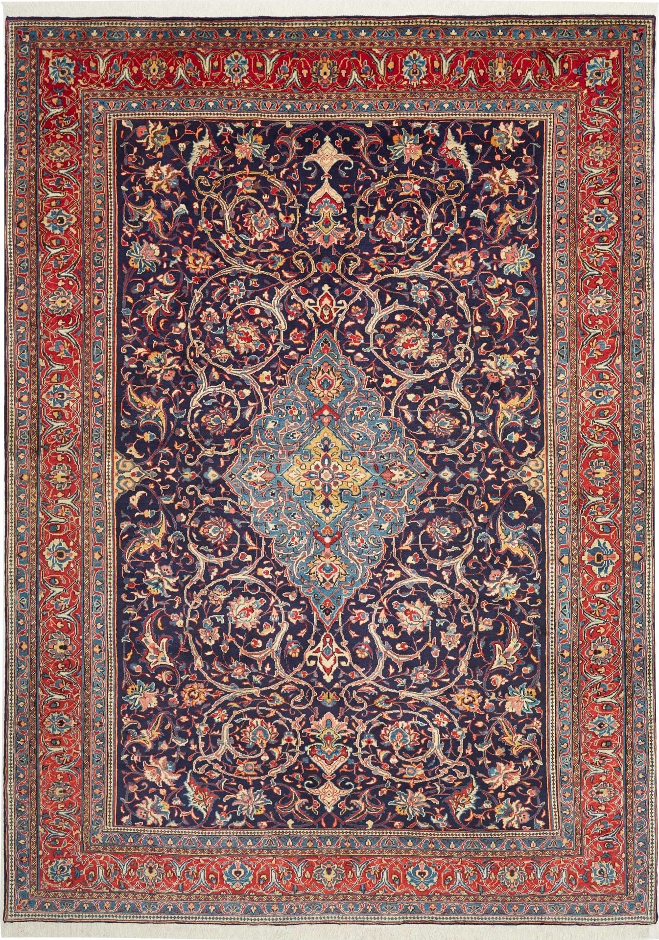 Sarough Teppich 223 x 305 cm, handgeknüpft, Schurwolle, florales Muster