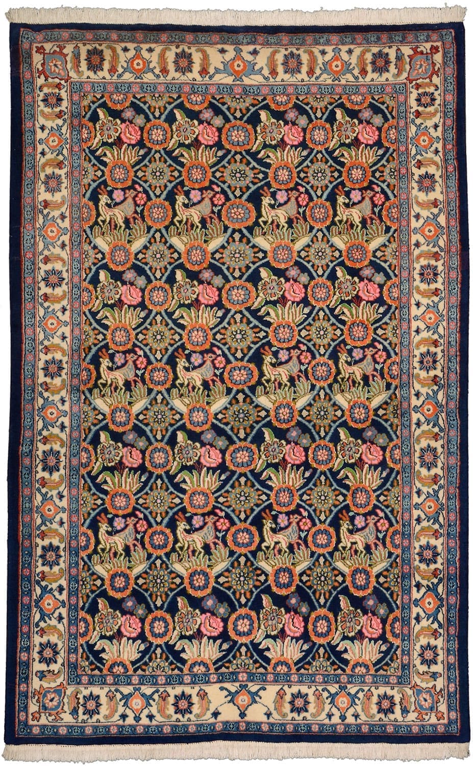 Sarouk Orientteppich 197x127 cm, handgeknüpft, rot-blau