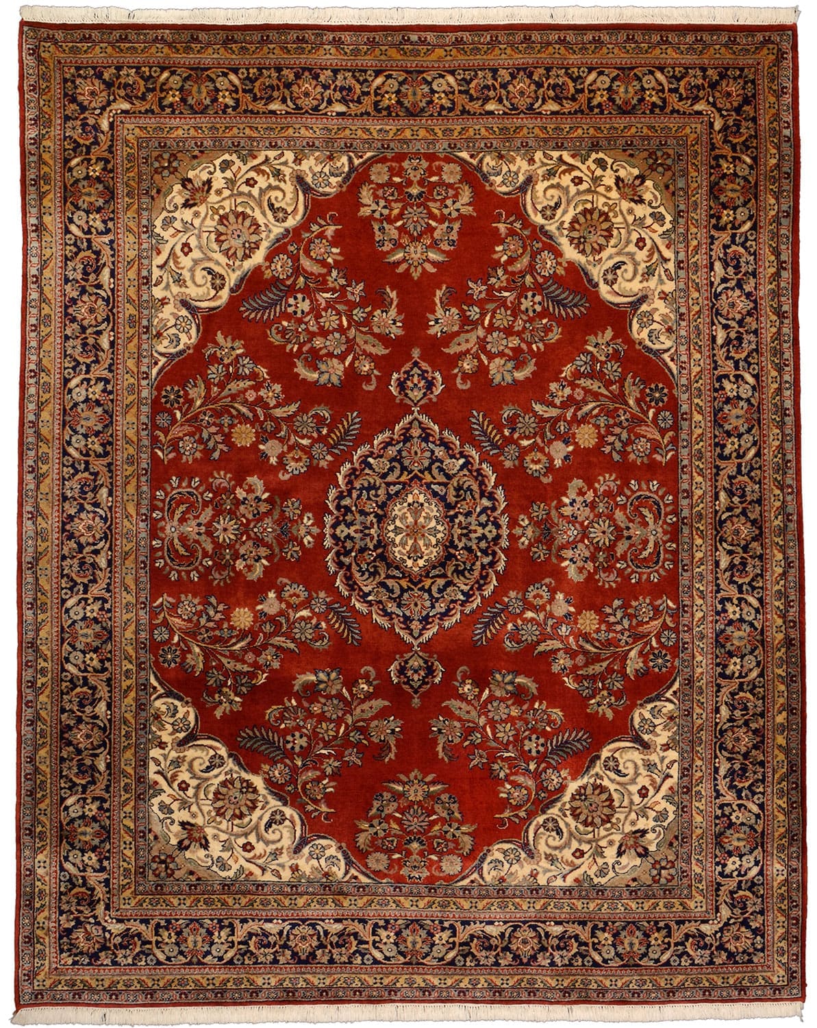 Sarouk Orientteppich 246x197 cm - handgeknüpft, elegant, rot