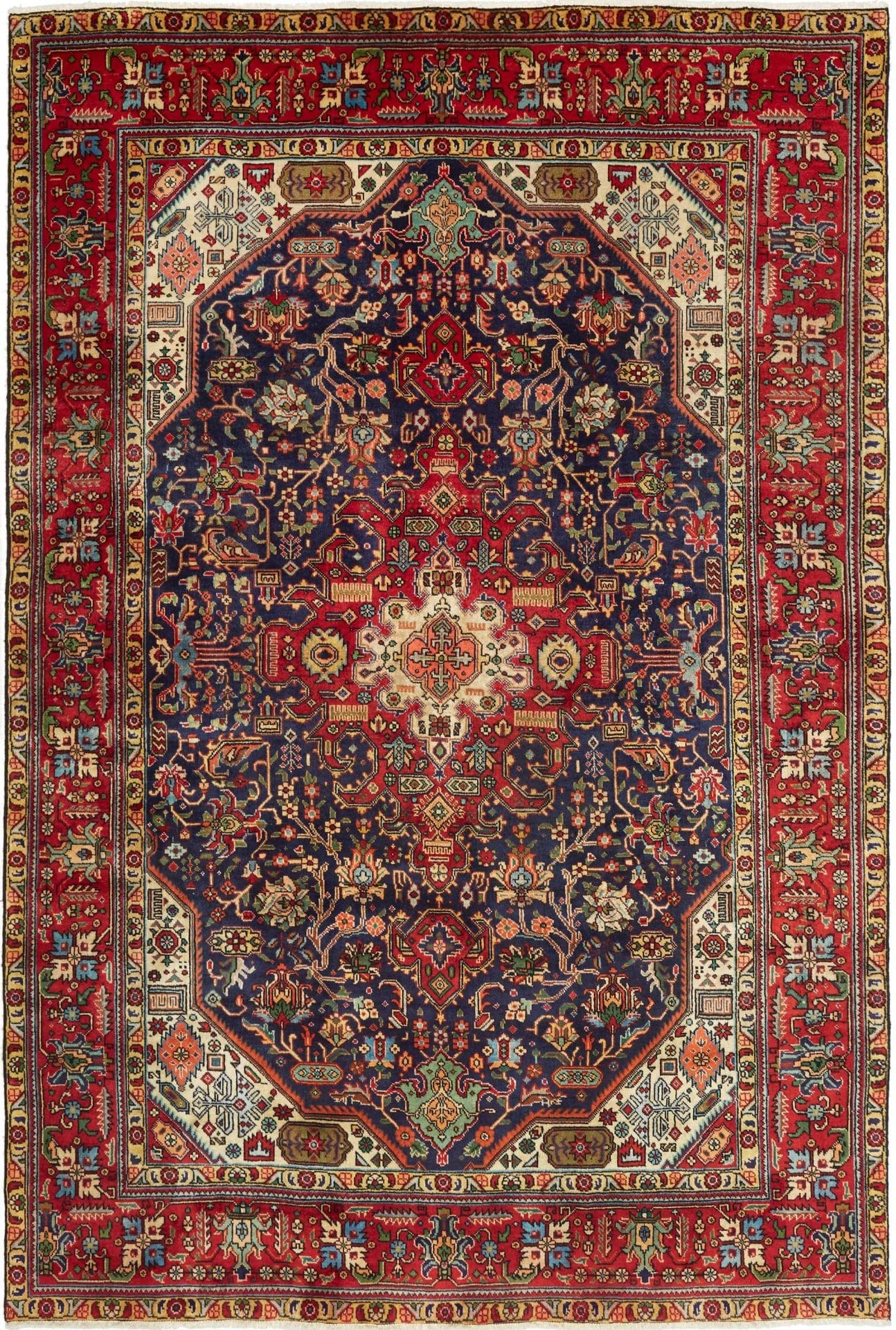 Täbriz Teppich 200 x 292cm, handgeknüpft, Schurwolle, Mahi-Muster