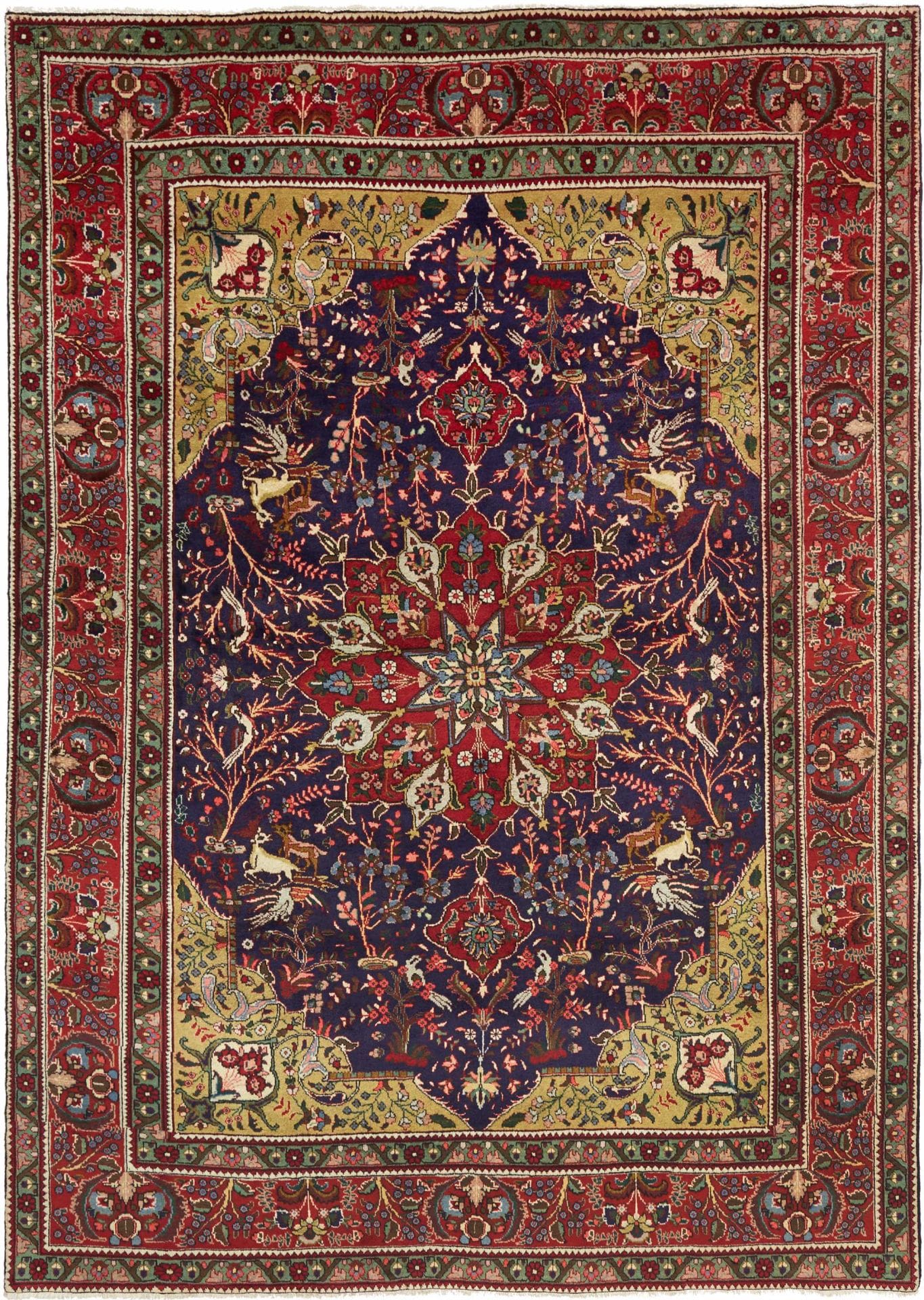 Täbriz Teppich 203 x 283cm, Schurwolle, florales Muster, handgeknüpft H1