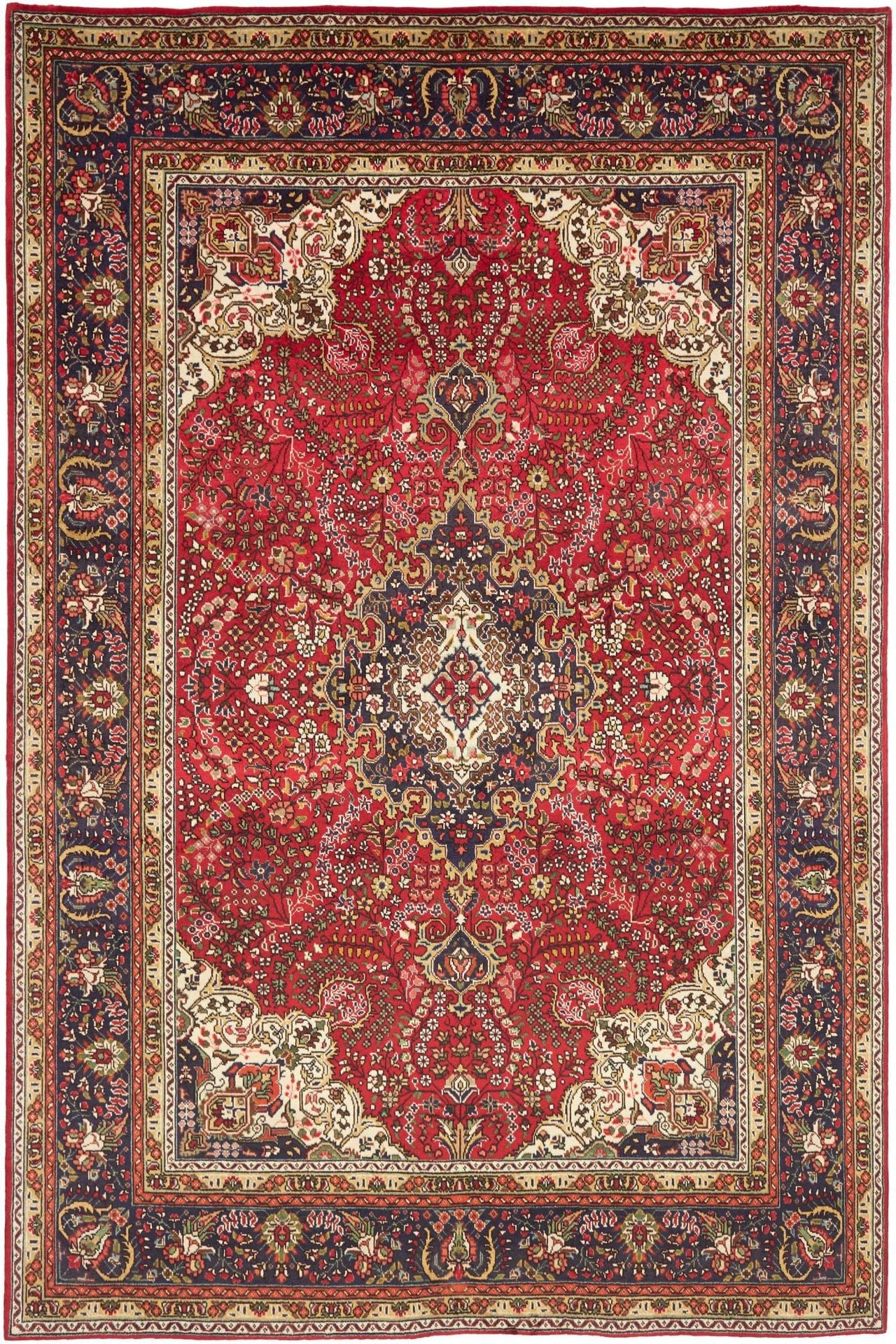 Täbriz Teppich 203 x 300cm, florale Muster, Schurwolle, handgeknüpft