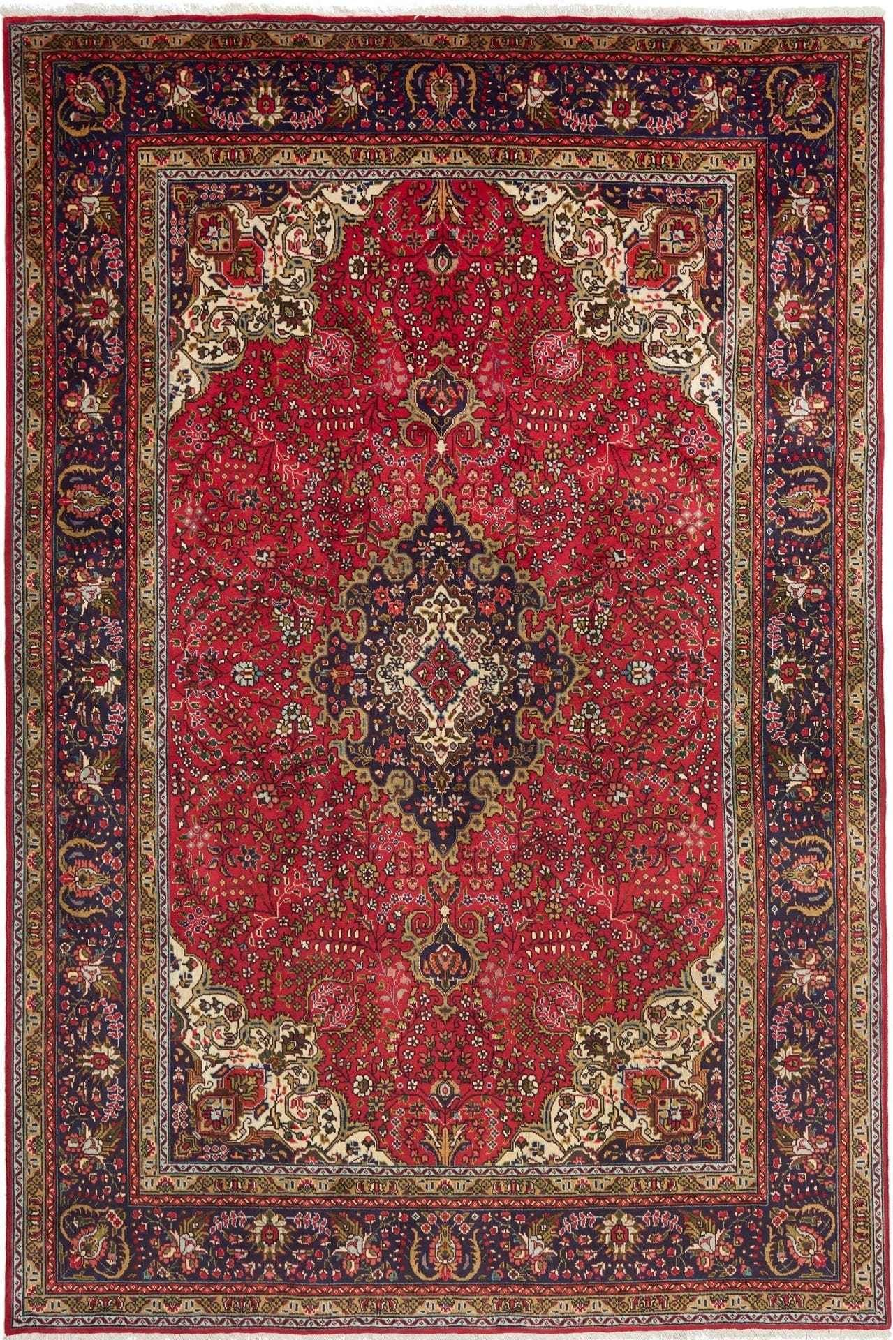 Täbriz Teppich 205 x 303 cm, Mahi-Muster, Schurwolle, handgeknüpft