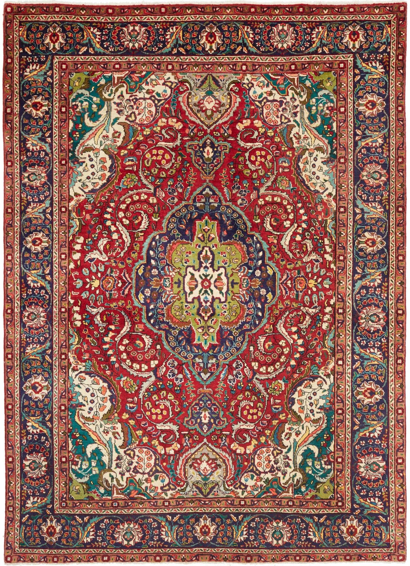 Täbriz Teppich 208 x 280 cm, florale Muster, Schurwolle, handgeknüpft