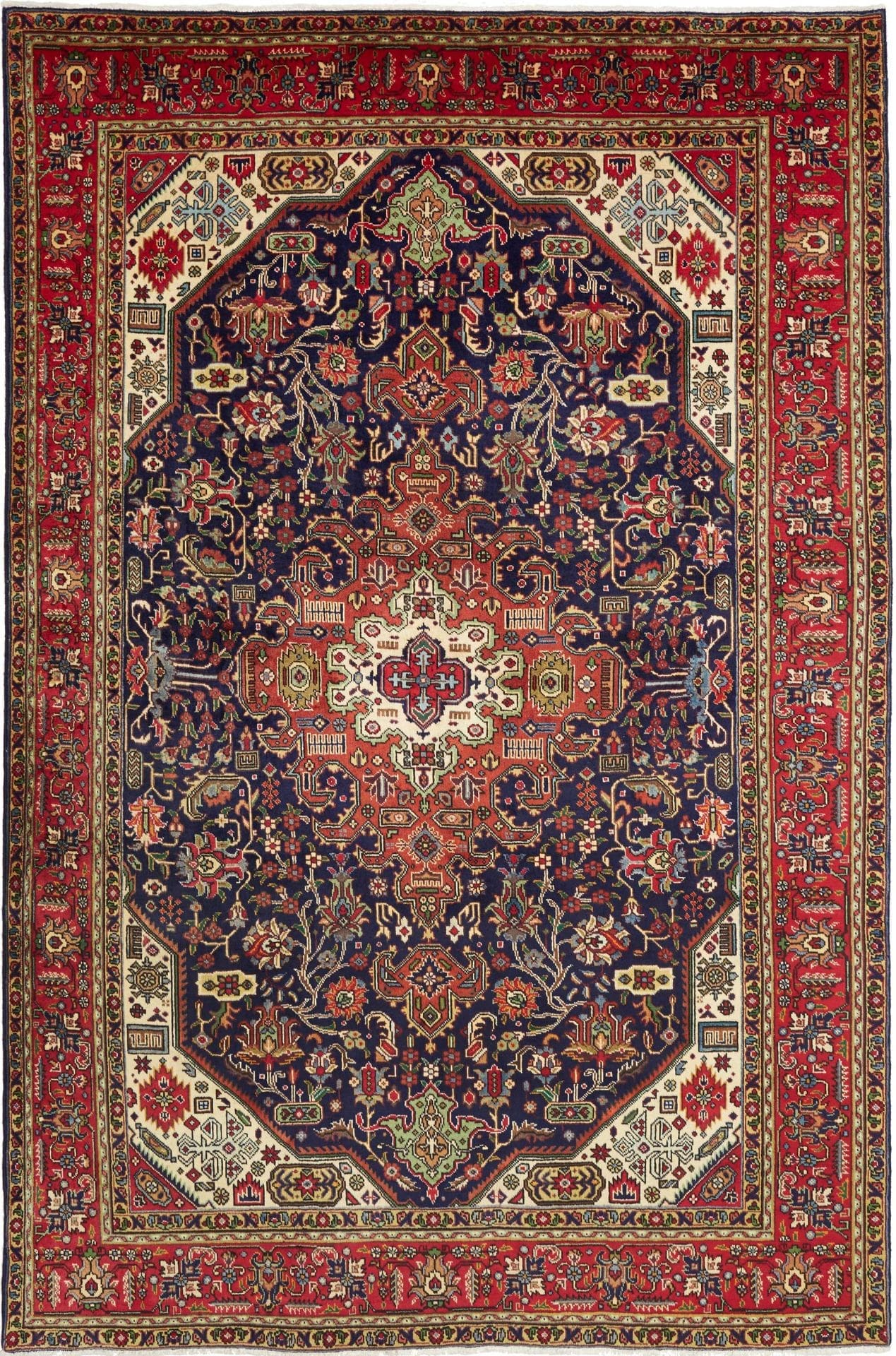 Täbriz Teppich 211 x 313cm, handgeknüpft, Schurwolle, Mahi-Muster H1