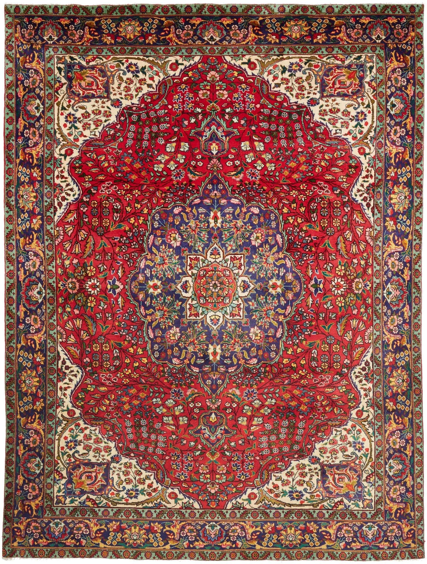 Täbriz Teppich 253 x 332 cm, handgeknüpft, florale Muster, Perserteppich
