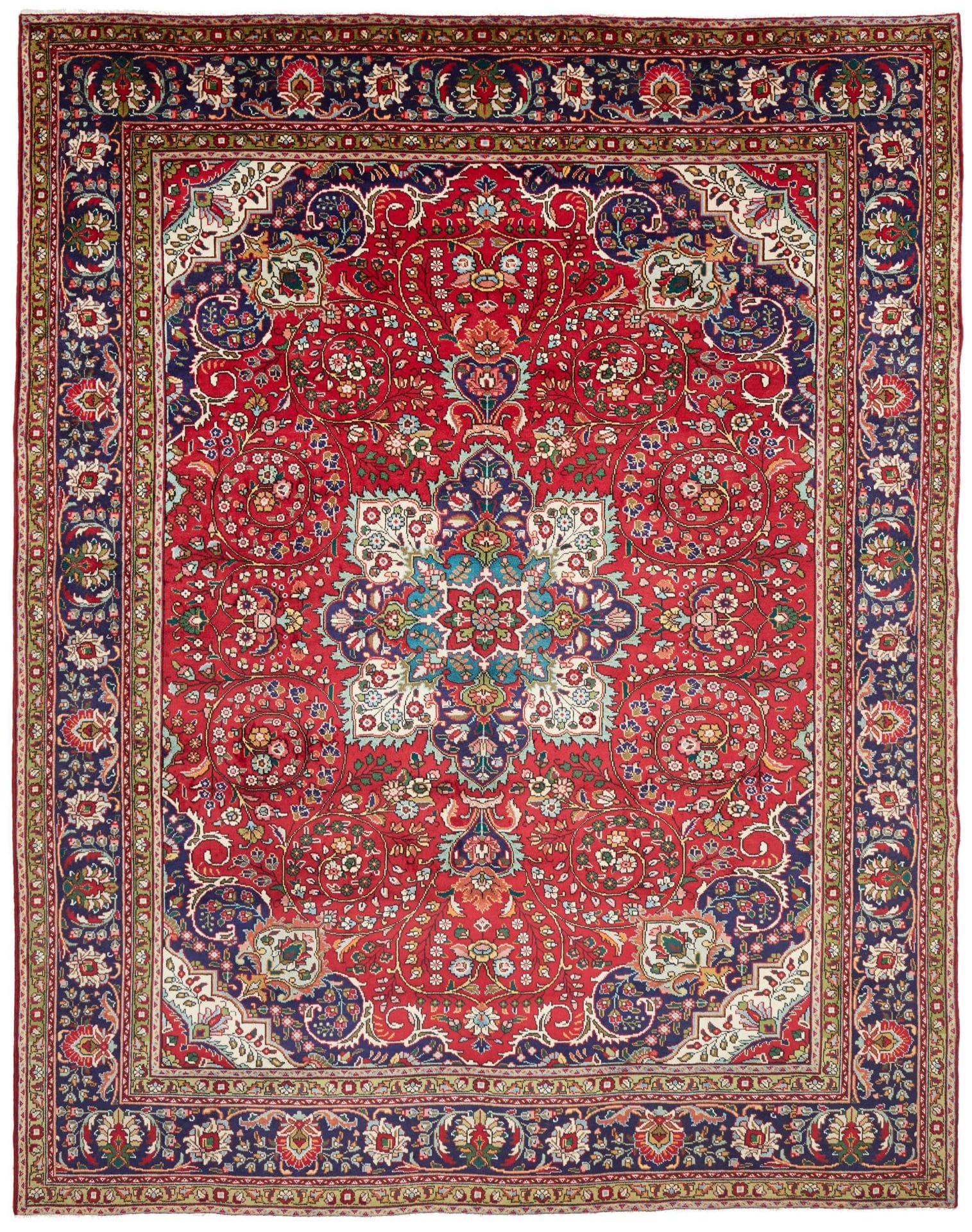 Täbriz Teppich 263 x 336cm, Schurwolle, florale Muster, handgeknüpft H1