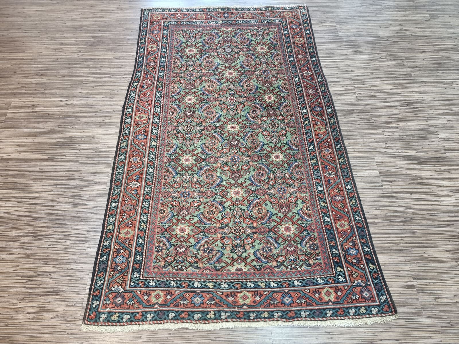 Wunderschöner Antiker Persischer Mahal Teppich 212x124 cm, handgeknüpft