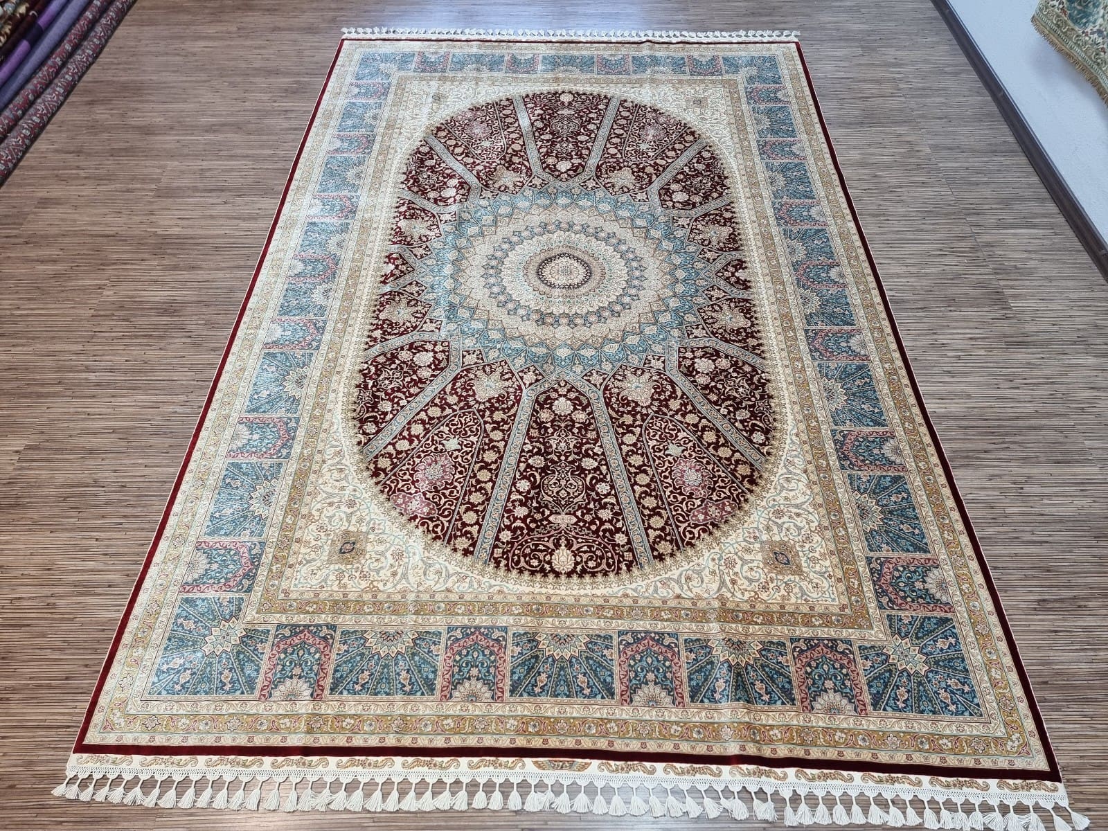 Wunderschöner China Hereke Seidenteppich 302x199 cm, 800.000 K/m², handgeknüpft