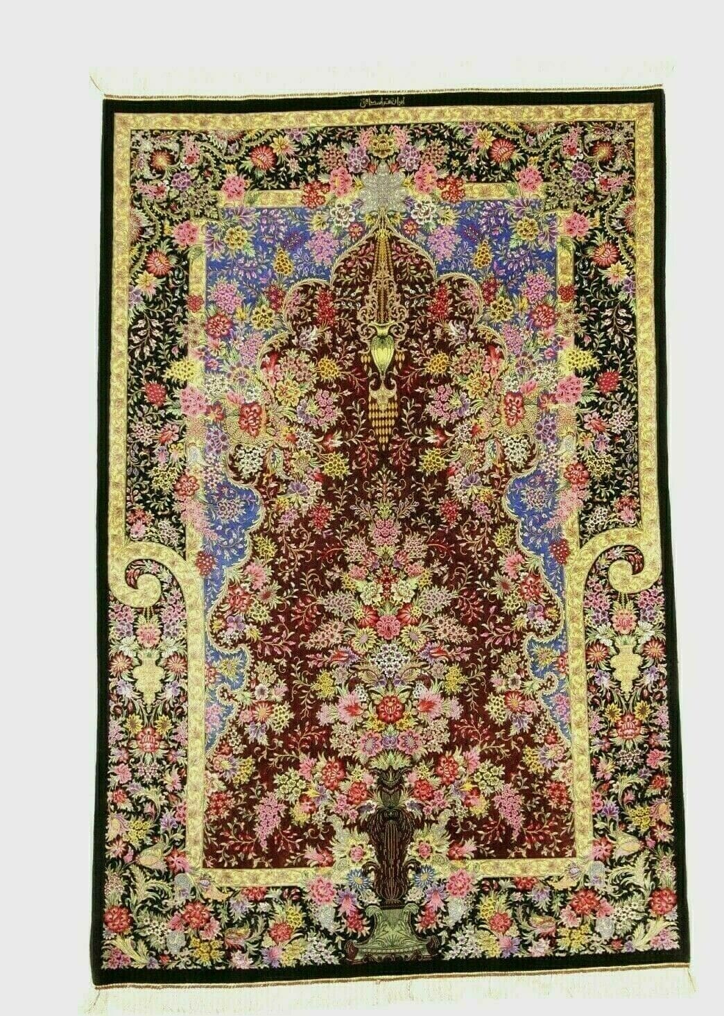 Wunderschöner Ghom Seidenteppich 199 x 129 cm, 1.000.000 Knoten, handgeknüpft