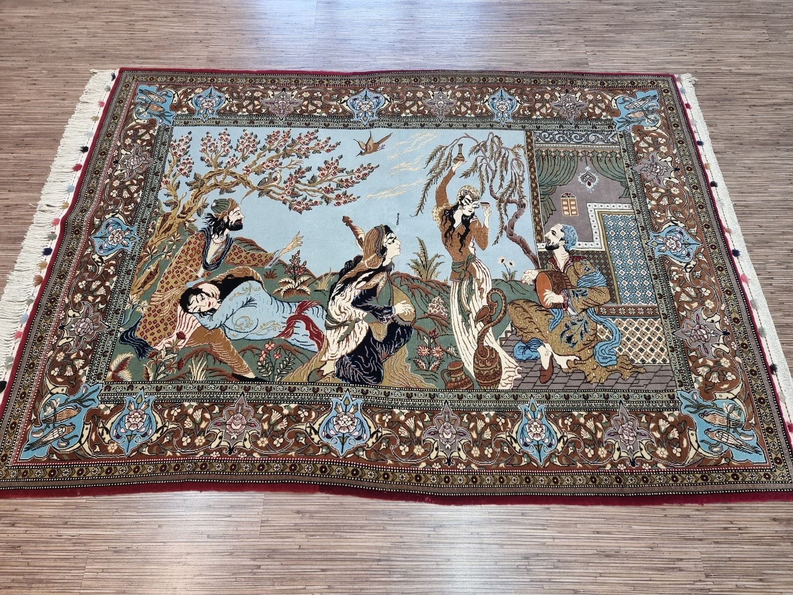 Wunderschöner Original Persischer Ghom 205x146 cm – handgeknüpft