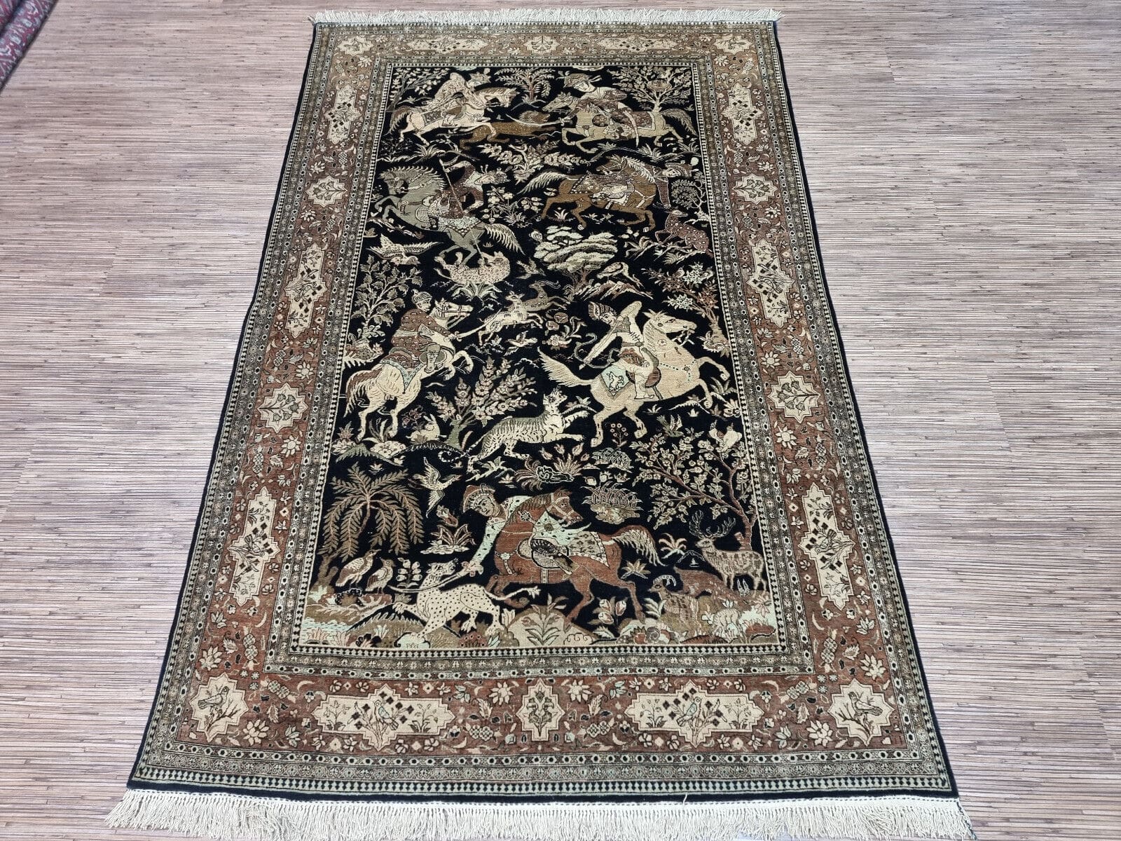 Wunderschöner Persischer Ghom Seidenteppich 216x136 cm, 700.000 K/m², handgeknüpft H1