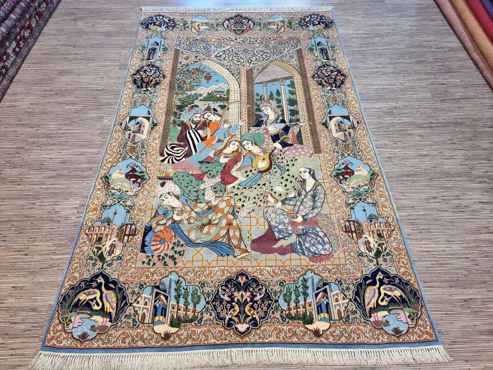 Wunderschöner Persischer Isfahan Teppich 230x125cm, handgeknüpft H1