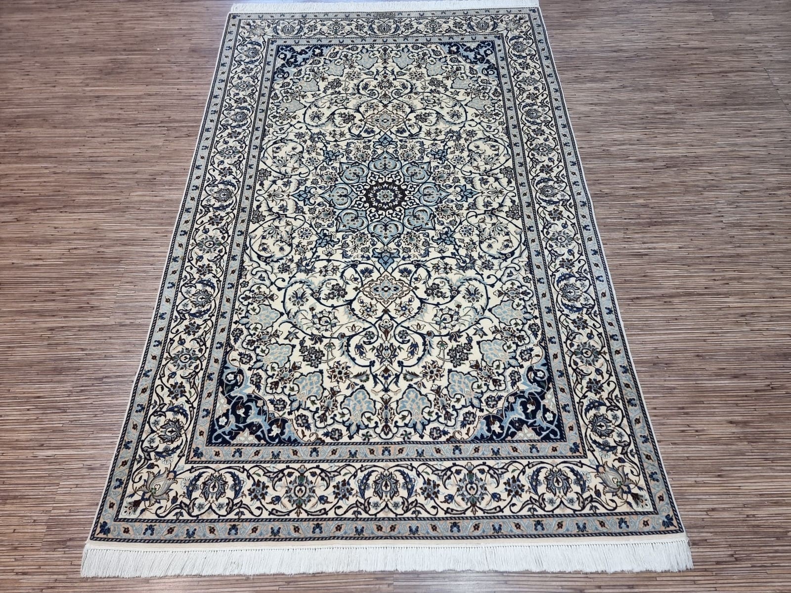 Wunderschöner Persischer Nain 6 La Teppich 207x129 cm, handgeknüpft