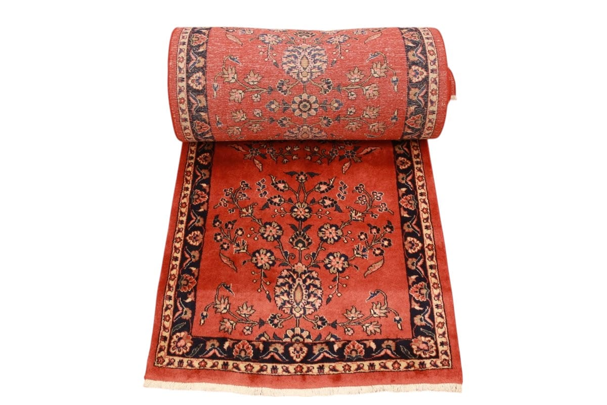 XXL Sarough Teppich 1055x87 cm, originelle Blumenmuster, handgeknüpft