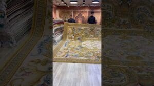 12,3x12,3 Fuß chinesischer Teppich handgeknüpfter persischer orientalischer Wollteppich Wohnzimmerbereich türkischer Teppich