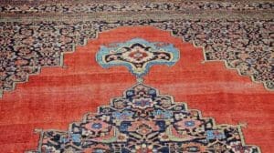 19. Jahrhundert Vintage Übergroßer Persischer Bidjar in Rot, Blau, Gelb, Pink, Der Persische Knoten, SKU 1606