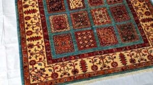 5x7 Blau Bakhtiari Wollteppich handgeknüpft in Ghazni, Afghanistan | 1,53m x 2,04m / 5ft x 6,7ft