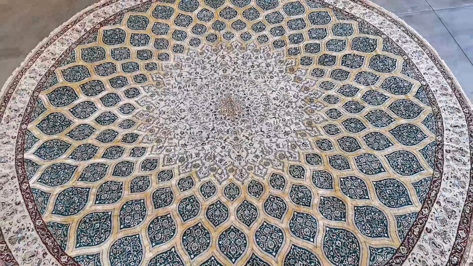 NEU 1000x1000cm Handgeknüpfter Nain 9La Perserteppich 78,5 Quadratmeter Lachak-Toranj Medaillon mit Seide W1(#420)