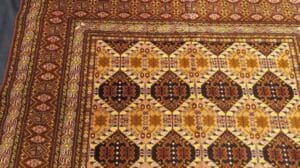7x10 Antikdesign Turkmenischer Teppich | Geometrisches Muster Wollteppich handgeknüpft in Herat, Afghanistan