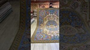 8,2x3,5m handgewebte beige blaue Wollteppiche Wohnzimmer traditioneller türkischer Teppich