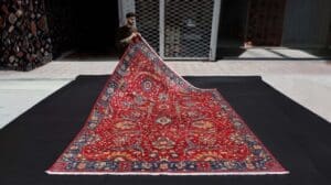 8×10 Roter Kerman-Teppich – Ein luxuriöses Meisterwerk aus Maymana, Afghanistan