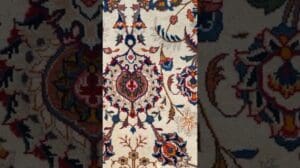 Antiker 8'10” x 13'3″ Kashan-Teppich