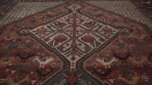 Antiker Qashqai polychromer Teppich mit Medaillons und bildlichen Darstellungen - Teppich und Kilim - 34553
