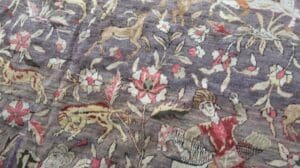 Antiker Tiermotiv Türkischer Hereke Beige, Braun, Pink, Violett, Rot, Gelb, Wollteppich BB7593