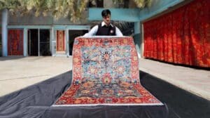 Blauer Perser Kerman Teppich | 5x6,6ft / 1,54x2m