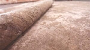Goldener Teppich aus Seide und Wolle im zeitgenössischen abstrakten Stil (2,50 m x 3 m)