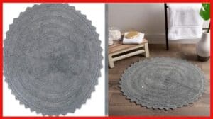 Gutes Produkt - DII Häkelkollektion Wendbarer Badeteppich, rund, 27,5" Durchmesser, grau