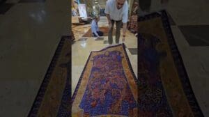 Halbfertiger Seiden-Webteppich aus Qom