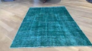 Handgefertigter Vintage-Teppich grün 19581