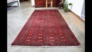 Iranischer einfacher Designteppich - Turkmenische Teppiche - Antiker Teppich -Größe: 221x102 cm - 3,34 x 7,25 Fuß