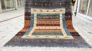 Multifarbiger Gabbeh-Design Ziegler-Teppich, handgeknüpfter Teppich aus handgesponnener afghanischer Wolle