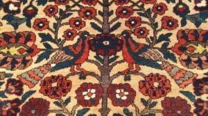Persischer Bakhtiari Bibibaft aus dem 19. Jahrhundert im Vasenmuster in Gelb, Rot, Französisch Blau 1713