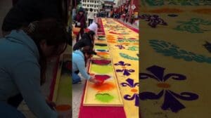 So sah die Dekoration der Sägemehlteppiche in Tlaxiaco aus #oaxaca #traditionen #kultur #mixteca