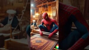 Spider-Man webt einen iranischen Teppich in Yazd, Iran